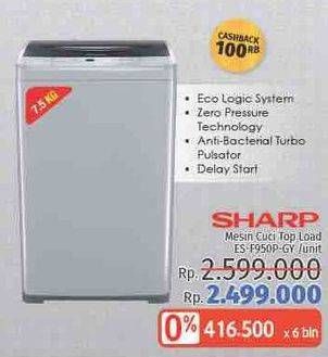 Promo Harga SHARP ES-F950P-GY | Washing Machine  - LotteMart
