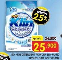 Promo Harga So Klin Biomatic Powder Detergent Front Load 1000 gr - Superindo