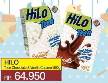 Promo Harga HILO Teen Chocolate, Vanilla Caramel 500 gr - Yogya