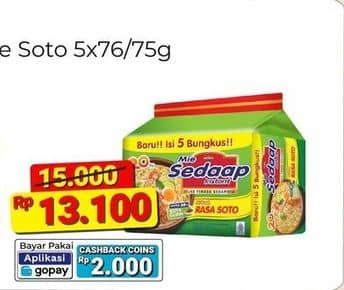 Promo Harga Sedaap Mie Kuah Soto per 5 pcs 75 gr - Alfamart