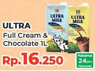 Promo Harga ULTRA MILK Susu UHT Full Cream, Coklat 1000 ml - Yogya