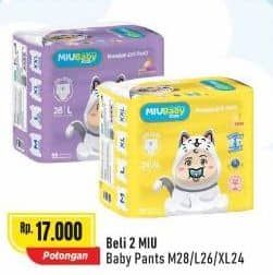 Promo Harga MIU Baby Premium Soft Pants Popok Celana M28, L26, XL24 24 pcs - Alfamart