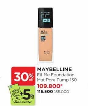 Promo Harga Maybelline Fit Me! Matte + Poreless Liquid Matte Foundation 130 Buff Beige 30 ml - Watsons
