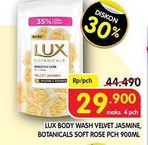 Promo Harga LUX Botanicals Body Wash Soft Rose, Velvet Jasmine 900 ml - Superindo