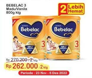 Promo Harga Bebelac 3 Susu Pertumbuhan Madu, Vanila 800 gr - Indomaret