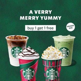 Promo Harga Buy 1 Get 1 Free  - Starbucks