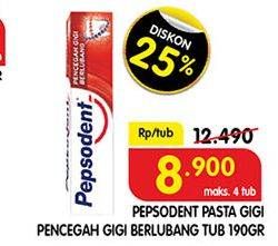 Promo Harga PEPSODENT Pasta Gigi Pencegah Gigi Berlubang White 190 gr - Superindo