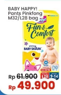 Promo Harga Baby Happy Baby Diapers Pants Fun & Comfort M32, L28 28 pcs - Indomaret