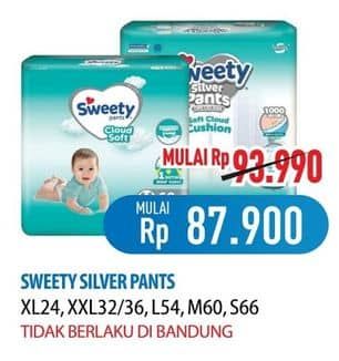 Promo Harga Sweety Silver Pants XL24, XXL32, XXL36, L54, M60, S66 24 pcs - Hypermart