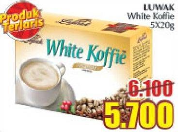 Promo Harga Luwak White Koffie per 5 sachet 20 gr - Giant