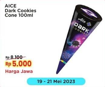Promo Harga Aice Cone Dark Cookies 100 ml - Indomaret