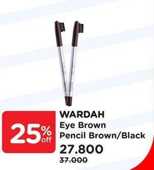 Promo Harga WARDAH Eye Brow Pencil Black, Brown 1 gr - Watsons