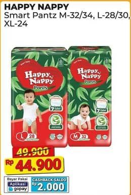 Promo Harga Happy Nappy Smart Pantz Diaper M32, M34, L28, L30, XL24 24 pcs - Alfamart