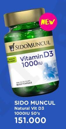 Promo Harga SIDO MUNCUL Natural Vitamin D3 400 IU 50 pcs - Watsons