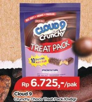 Promo Harga Cloud 9 Crunchy Chocolate per 10 pcs 8 gr - TIP TOP