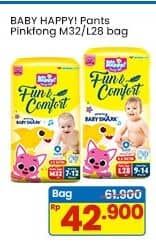 Promo Harga Baby Happy Baby Diapers Pants Fun & Comfort M32, L28 28 pcs - Indomaret