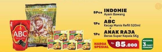 INDOMIE Mi Kuah Ayam Bawang + ABC Kecap Manis 520ml + ANAK RAJA Beras 5Kg