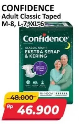 Promo Harga Confidence Adult Classic Night Ekstra Serap & Kering M8, L7, XL6 6 pcs - Alfamart