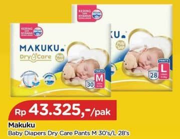 Promo Harga Makuku Dry & Care Celana L28, M30 28 pcs - TIP TOP