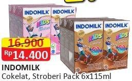 Promo Harga INDOMILK Susu UHT Kids Cokelat, Stroberi 115 ml - Alfamart