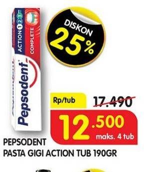 Promo Harga PEPSODENT Pasta Gigi Action 123 190 gr - Superindo