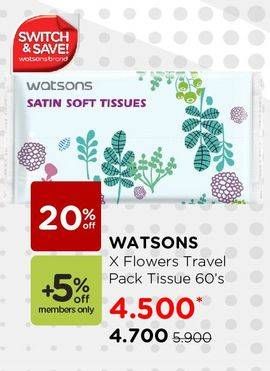 Promo Harga WATSONS Satin Soft Tissues 60 pcs - Watsons