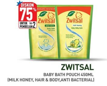 Promo Harga Zwitsal Natural Baby Bath 2 In 1 Milk Honey, Antibacterial 450 ml - Hypermart