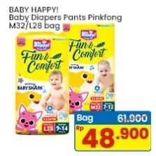 Promo Harga Baby Happy Baby Diapers Pants Fun & Comfort M32, L28 28 pcs - Indomaret