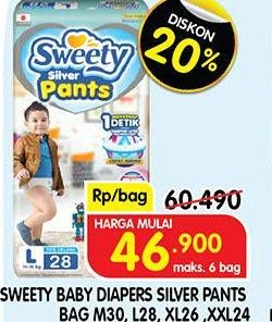 Promo Harga Sweety Silver Pants XXL24, L28, M30, XL26 24 pcs - Superindo