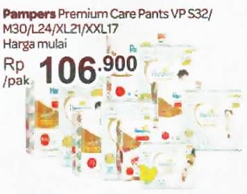 Promo Harga Pampers Premium Care Active Baby Pants S32, M30, L24, XL21, XXL17  - Carrefour