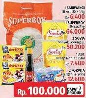 Promo Harga Sariwangi Teh Asli + Superboy Beras 5kg + 2 Sovia Minyak Goreng + ABC Kecap Manis + 2 Forvita Margarine  - LotteMart