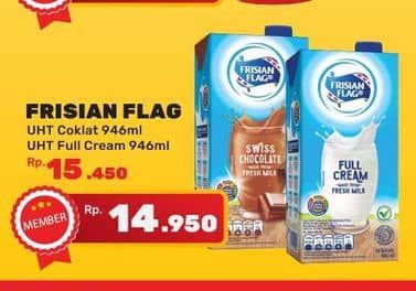 Promo Harga Frisian Flag Susu UHT Purefarm Full Cream, Swiss Chocolate 946 ml - Yogya