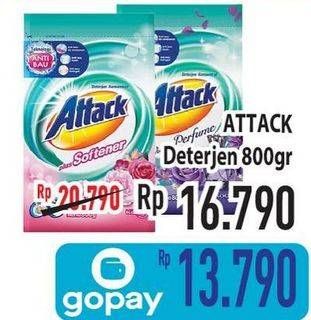 Promo Harga ATTACK Detergent Powder Plus Softener, Violet Perfume 800 gr - Hypermart