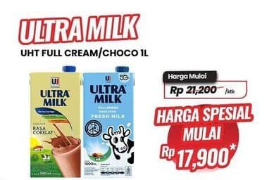 Promo Harga Ultra Milk Susu UHT Coklat, Full Cream 1000 ml - Carrefour