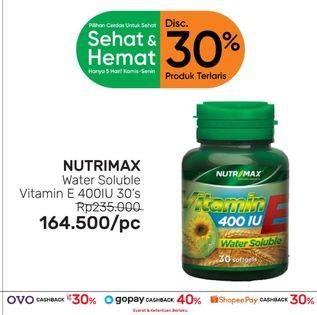 Promo Harga NUTRIMAX Vitamin E 400IU Water Soluble 30 pcs - Guardian