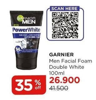 Promo Harga GARNIER MEN Power White Facial Foam 100 ml - Watsons