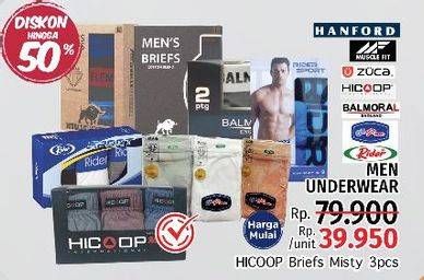 Promo Harga HANFOR/MUSCLE FIT/ZUCA/BALMORAL/GT MAN/RIDER Men Underwear  - LotteMart