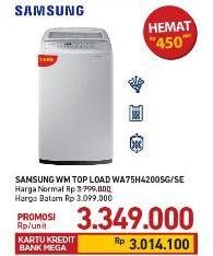 Promo Harga SAMSUNG WA75H4200SG/SE | Washing Machine Top Loading 7.5kg  - Carrefour