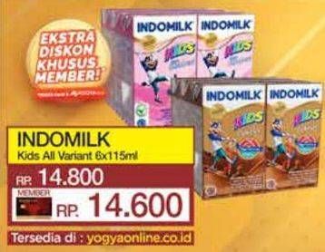 Promo Harga Indomilk Susu UHT Kids All Variants per 6 tpk 115 ml - Yogya