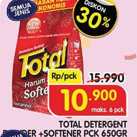 Promo Harga Total Detergent Softener All Variants 650 gr - Superindo