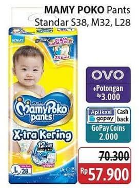 Promo Harga Mamy Poko Pants Xtra Kering S38, M32, L28 28 pcs - Alfamidi