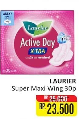 Promo Harga Laurier Active Day X-TRA Wing 22cm 30 pcs - Alfamart