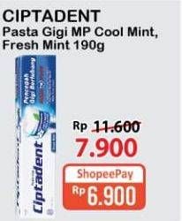 Promo Harga CIPTADENT Pasta Gigi Maxi 12 Plus Cool Mint, Fresh Mint 190 gr - Alfamart