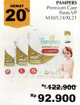 Promo Harga PAMPERS Premium Care Active Baby Pants M30, L24, XL21  - Giant