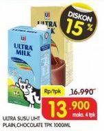 Promo Harga ULTRA MILK Susu UHT Plain, Chocolate 1000 ml - Superindo