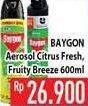 Promo Harga BAYGON Insektisida Spray Citrus Fresh, Fruity Breeze 600 ml - Hypermart