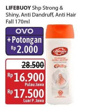 Promo Harga Lifebuoy Shampoo Anti Dandruff, Anti Hair Fall, Strong Shiny 170 ml - Alfamidi