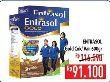 Promo Harga Entrasol Gold Susu Bubuk Vanilla, Chocolate 600 gr - Hypermart