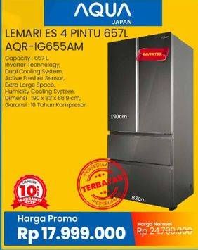 Promo Harga AQUA AQR-IG655AM | Refrigerator Multidoor  - Courts
