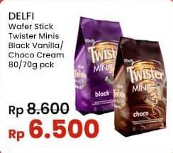 Promo Harga Delfi Twister Minis Choco, Black Vanilla 80 gr - Indomaret